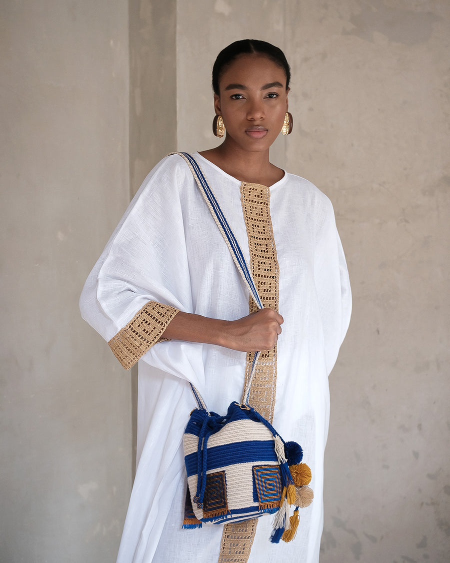 Mini Mochila Wayuu Square Blue
