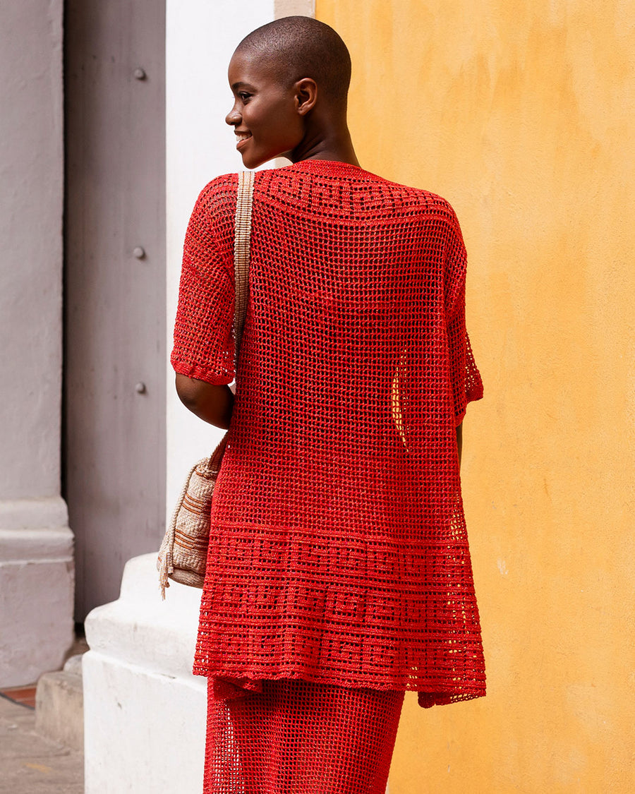 T-Shirt Crochet Dress Ipapule red